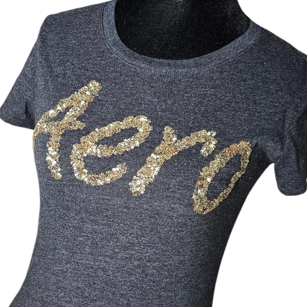 Aeropostale Charcoal Tee with Gold Lettering - Picture 2 of 5